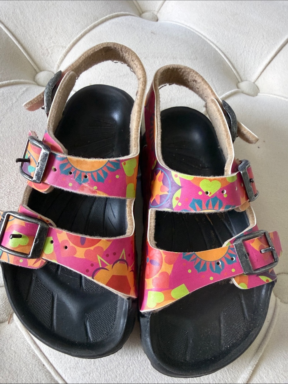 Birkenstock Kids Pink Multi-Color Floral Double-Buckle Sandals